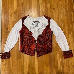 MENS SIZE M VAMPIRE LONG SLEEVE VEST AND CAPE HALLOWEEN COSTUME